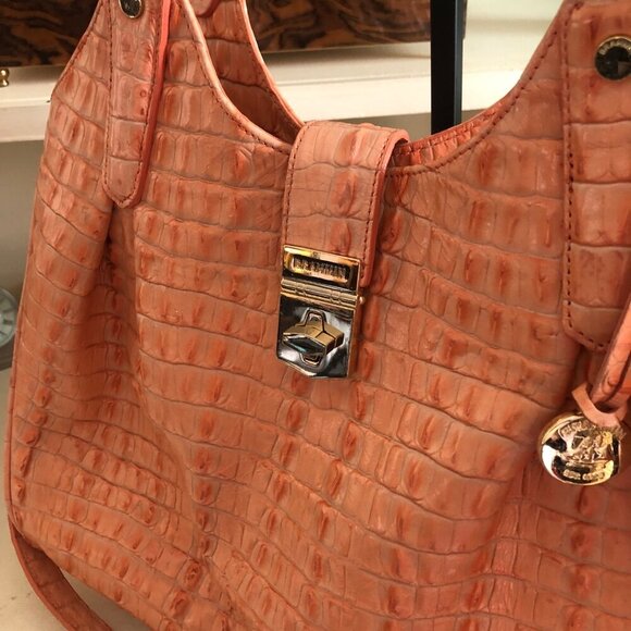 BEAUTIFUL BRAHMIN Elisa Satchel Shoulder Hobo Bag Rare Peach Color - Picture 7 of 14